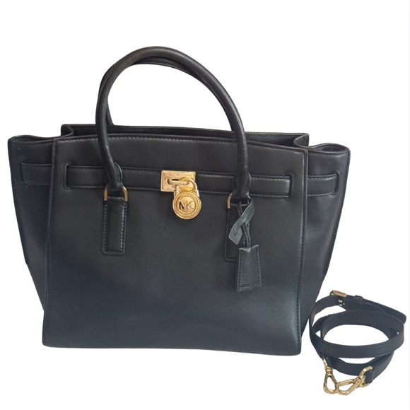 Michael Kors Black Satchel or Crossbody with Structured Design and Lock and Key - Picture 1 of 12